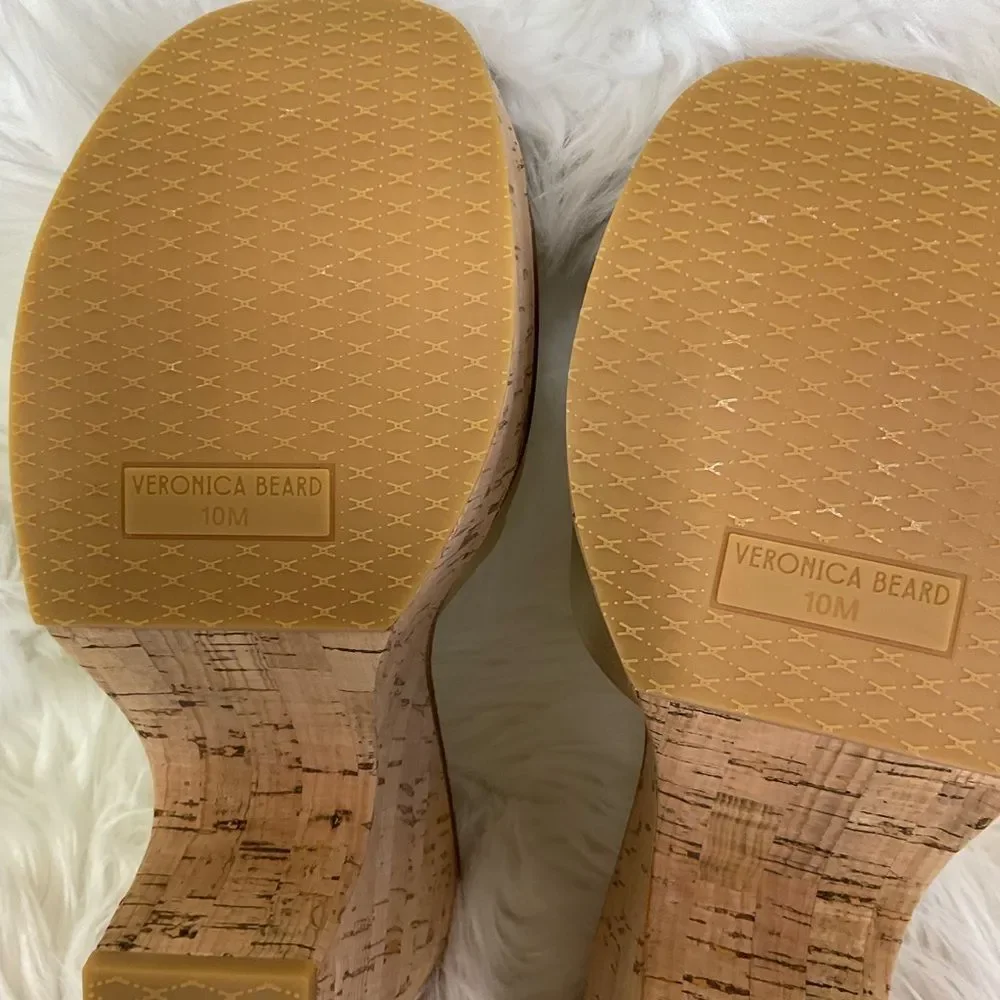 NEW Veronica Beard Gold Paulita Metallic Leather Wedge Sandals Size 10 M